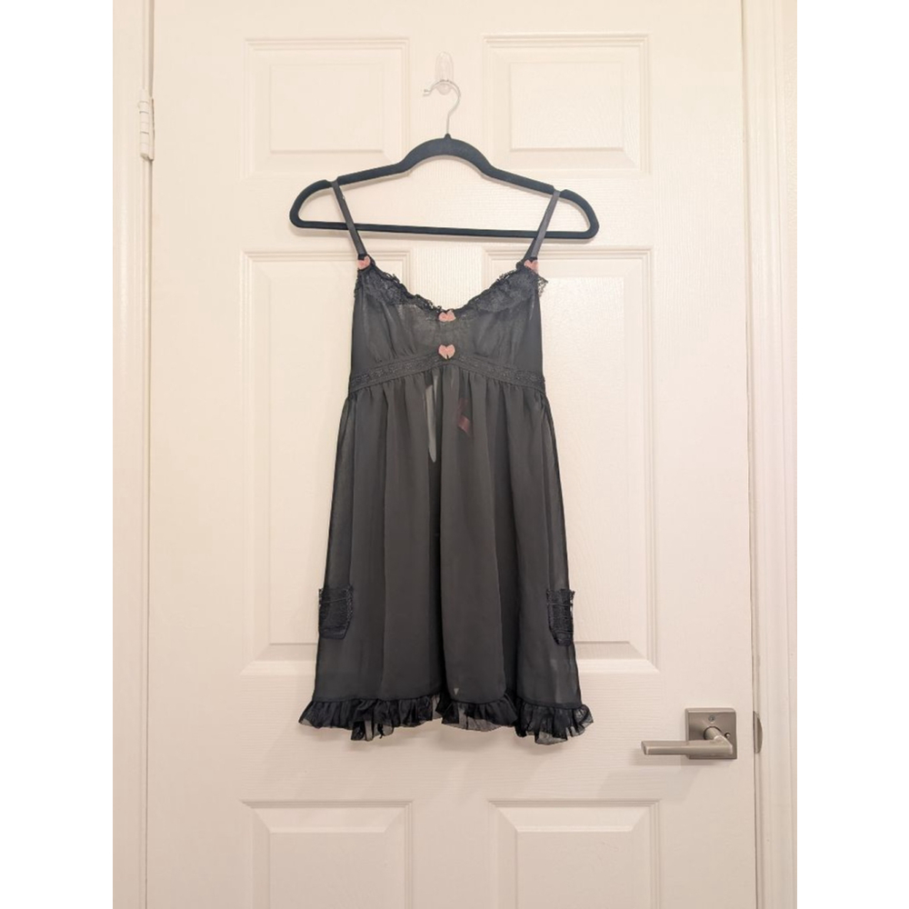 Betsey Johnson Gothic Lolita Babydoll Dress Lingerie M Sabrina Valentine's Day - Picture 2 of 10